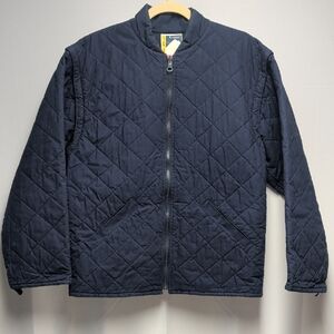Vintage Lizwear 100% Cotton Navy Quilted Ski Jacket With Removable Sleeves